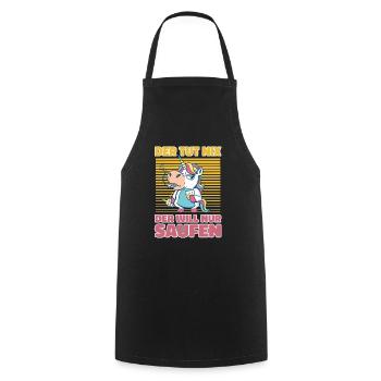 Böses Alkoholiker Einhorn - Lustiges Saufen Bier - Kochschürze - Schwarz - Vorne - AI Model Male 185 dark (185cm)