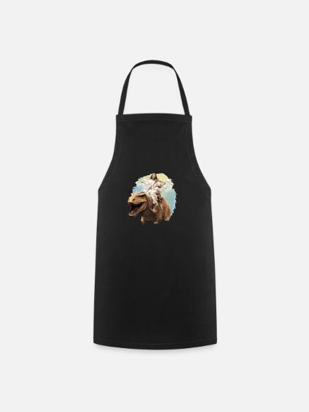 Cool Jesus Rides Dinosaur Funnier - Tablier de cuisine - noir