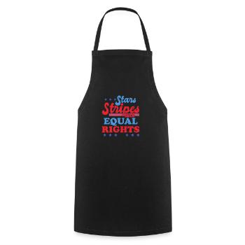 Rayures étoilées et égalité - Tablier de cuisine - noir - Devant - AI Model Male 185 dark (185cm)