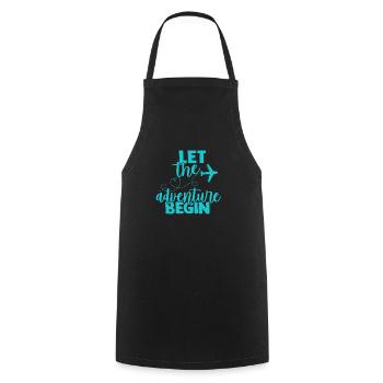 Que l’aventure commence - voyager en avion - Tablier de cuisine - noir - Devant - AI Model Male 185 dark (185cm)