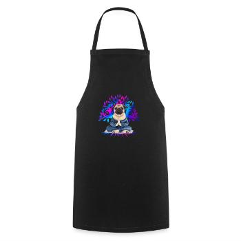 Pug Meditates Lotus Tree of Life Meditation - Cooking Apron - black - Front - AI Model Male 185 dark (185cm)