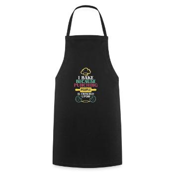 I Bake Because Punching People Is Frowned Upon – - Cooking Apron - black - Front - AI Model Male 185 dark (185cm)