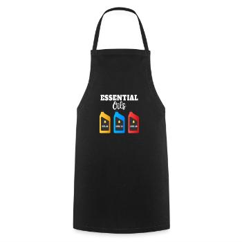 Illustration amusante d’huiles essentielles pour - Tablier de cuisine - noir - Devant - AI Model Male 185 dark (185cm)