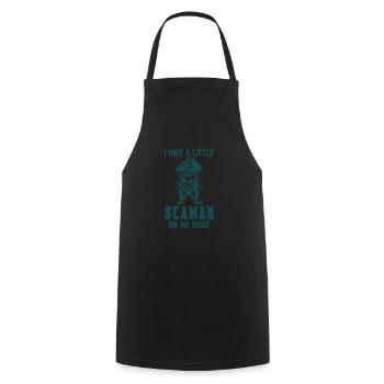 Funny pirate wight: I Have A Little Seaman On - Cooking Apron - black - Front - AI Model Male 185 dark (185cm)