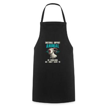 Emotional Support Animal Goat Cries For Me - Cooking Apron - black - Front - AI Model Male 185 dark (185cm)