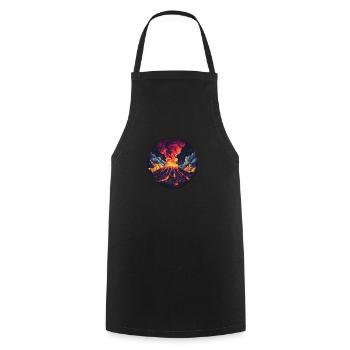 Dramatic volcano eruption with fire and smoke - Cooking Apron - black - Front - AI Model Male 185 dark (185cm)