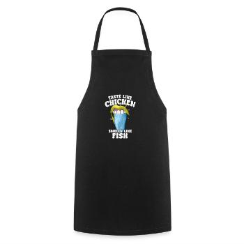 Le goût du poulet sent le poisson Humour Spruch - Tablier de cuisine - noir - Devant - AI Model Male 185 dark (185cm)