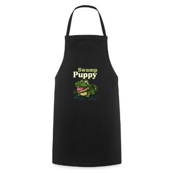 Swamp Puppy Funny Crocodile Cartoon Design - Cooking Apron - black - Front - AI Model Male 185 dark (185cm)