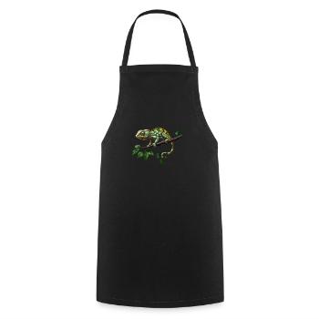 Colorful chameleon on branch in green jungle - Cooking Apron - black - Front - AI Model Male 185 dark (185cm)
