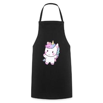Cute Dancing Unicorn, Cheerful Fantasy Design - Cooking Apron - black - Front - AI Model Male 185 dark (185cm)