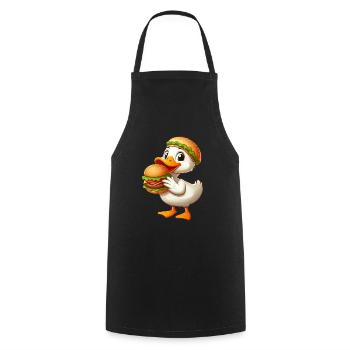 Lustige Ente Erpel Fast Food Hamburger - Kochschürze - Schwarz - Vorne - AI Model Male 185 dark (185cm)