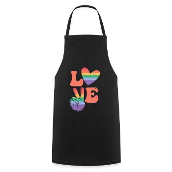 Gay Lesbian Rainbow T-Shirt Gift Idea - Cooking Apron - black - Front - AI Model Male 185 dark (185cm)