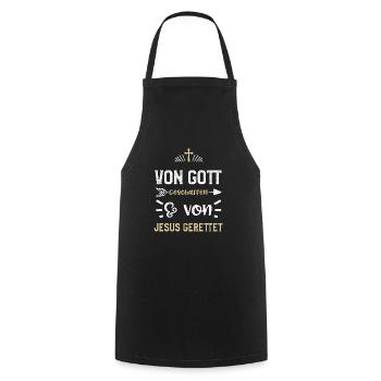 Von Gott Geschaffen & Von Jesus... - Kochschürze - Schwarz - Vorne - AI Model Male 185 dark (185cm)
