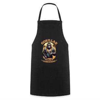 GORILLAS, NATURE'S COMEDIANS, GORILLA FUNNY QUOTE - Cooking Apron - black - Front - AI Model Male 185 dark (185cm)