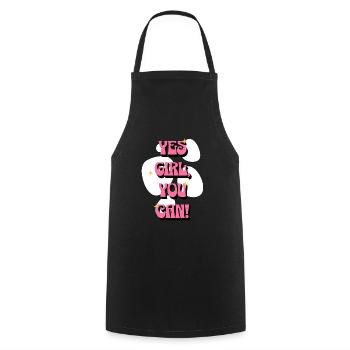 les filles, tu peux ! | Affirmations positives rose - Tablier de cuisine - noir - Devant - AI Model Male 185 dark (185cm)