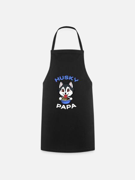 Husky Papa Ramen Hund Papa Geschenk Retro - Kochschürze - Schwarz
