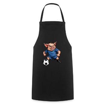 Cochon de football - Tablier de cuisine - noir - Devant - AI Model Male 185 dark (185cm)