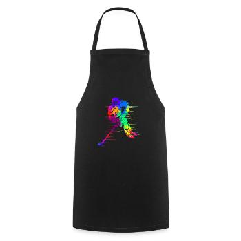 Joueur de hockey sur glace coloré - Tablier de cuisine - noir - Devant - AI Model Male 185 dark (185cm)
