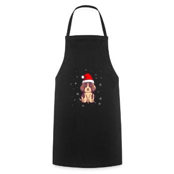 Noël Chien Père Noël Noël Vacances d'hiver - Tablier de cuisine - noir - Devant - AI Model Male 185 dark (185cm)