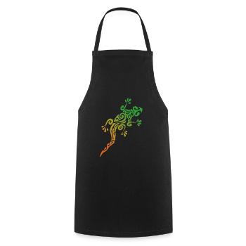 LÉZARD POLYNÉSIEN - collection tribale - Tablier de cuisine - noir - Devant - AI Model Male 185 dark (185cm)