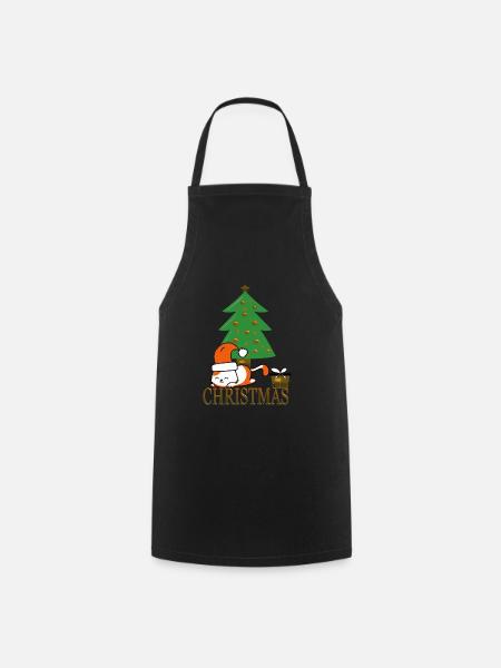 Lustige Weihnachtskatze - Kochschürze - Schwarz