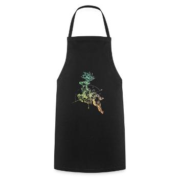 Deer with compass - Cooking Apron - black - Front - AI Model Male 185 dark (185cm)