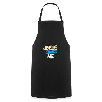Jesus saved me / Jesus saved me - Cooking Apron - black - Front - AI Model Male 185 dark (185cm)