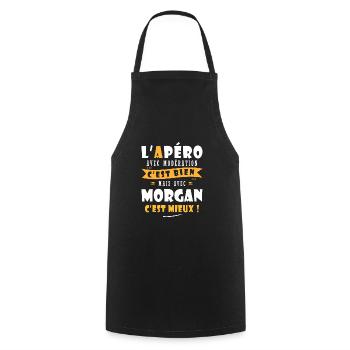 Morgan Cadeau Humour personnalisé cadeau morgan - Tablier de cuisine - noir - Devant - AI Model Male 185 dark (185cm)