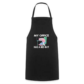 Mon bureau a un lit dedans - Home Office Humour - Tablier de cuisine - noir - Devant - AI Model Male 185 dark (185cm)