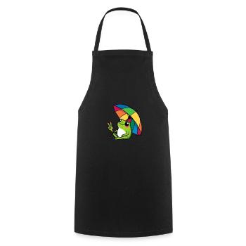 Comic Wetterforsch Frosch Regenbogen Regenschirm - Kochschürze - Schwarz - Vorne - AI Model Male 185 dark (185cm)