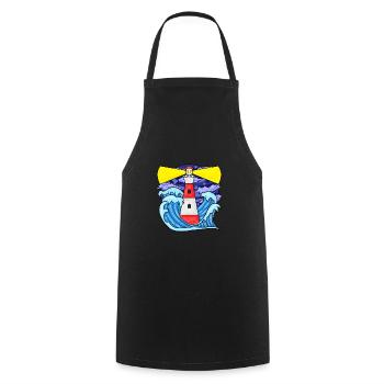 Lighthouse with waves North Sea Baltic Sea gift - Cooking Apron - black - Front - AI Model Male 185 dark (185cm)