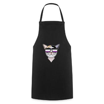 Asexuel Lgbt Japonais Bobtail Cat Asexualité - Tablier de cuisine - noir - Devant - AI Model Male 185 dark (185cm)