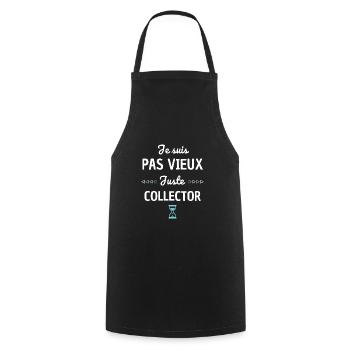 Je suis pas vieux juste collector ! cadeau vintage - Tablier de cuisine - noir - Devant - AI Model Male 185 dark (185cm)
