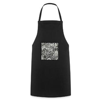 FLOWERS - Cooking Apron - black - Front - AI Model Male 185 dark (185cm)