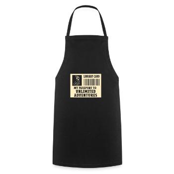 Library Card My Pass to Unlimited - Cooking Apron - black - Front - AI Model Male 185 dark (185cm)