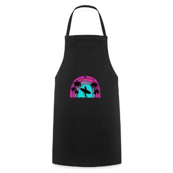 Surf retro sunset - Cooking Apron - black - Front - AI Model Male 185 dark (185cm)