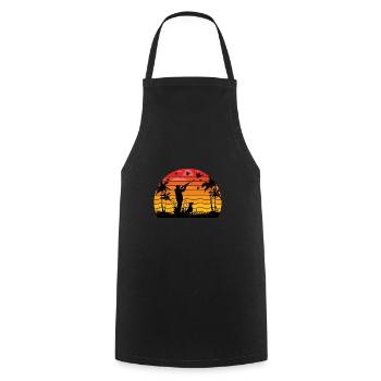 Retro Sonnenuntergang Jagd Lustige Jagd Humor - Kochschürze - Schwarz - Vorne - AI Model Male 185 dark (185cm)