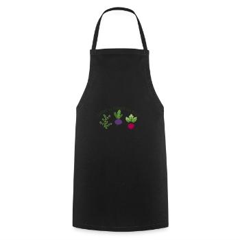 Thym au navet La betterave Motif végétal drôle - Tablier de cuisine - noir - Devant - AI Model Male 185 dark (185cm)