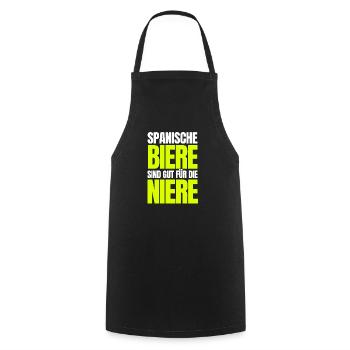 Les bières espagnoles sont bonnes pour les reins ! - Tablier de cuisine - noir - Devant - AI Model Male 185 dark (185cm)