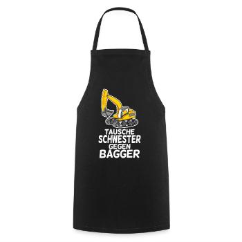 Tausche Schwester gegen Bagger - Kochschürze - Schwarz - Vorne - AI Model Male 185 dark (185cm)