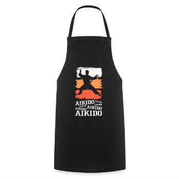 Aïkido Arts Martiaux Arts Martiaux Combattant Vintage Rétro - Tablier de cuisine - noir - Devant - AI Model Male 185 dark (185cm)