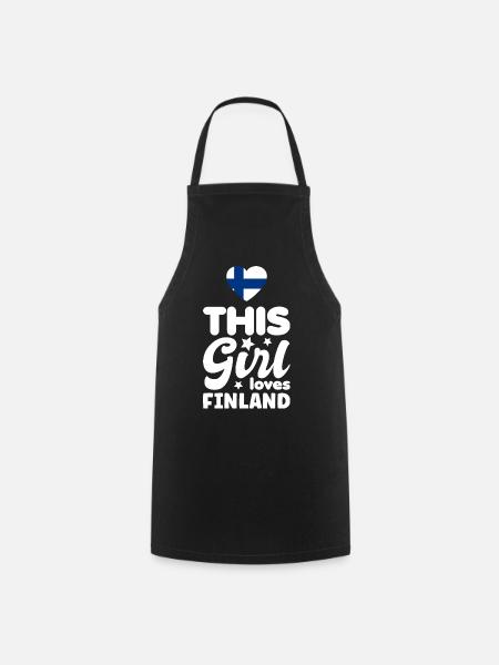 Drapeau de la Finlande Suomi Drapeau finlandais coeur disant - Tablier de cuisine - noir