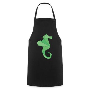 abstract seahorse badges in origami style - Cooking Apron - black - Front - AI Model Male 185 dark (185cm)