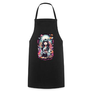 Anime e-Girl Sushi Goth Pastel Streetwear - Tablier de cuisine - noir - Devant - AI Model Male 185 dark (185cm)