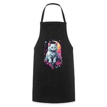 Chat de nuit en Pastel Goth, Design esthétique - Tablier de cuisine - noir - Devant - AI Model Male 185 dark (185cm)