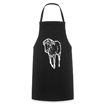 Cheval Blanc Chevaux Blancs T-shirt Cadeau Cavalier - Tablier de cuisine - noir - Devant - AI Model Male 185 dark (185cm)