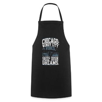 Chicago: Windy City Vibes, Deep Dish Dreams - Cooking Apron - black - Front - AI Model Male 185 dark (185cm)
