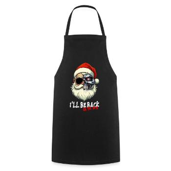 Cyber Santa Claus Terminator I´LL BE BACK - Kochschürze - Schwarz - Vorne - AI Model Male 185 dark (185cm)