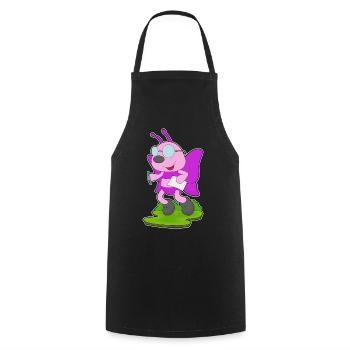 École papier des élèves papillons - Tablier de cuisine - noir - Devant - AI Model Male 185 dark (185cm)