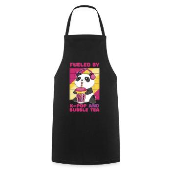 Niedlicher Panda mit Bubble Tea und Kopfhörern - Kochschürze - Schwarz - Vorne - AI Model Male 185 dark (185cm)
